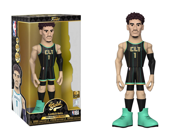 NBA: Charlotte Hornets Gold LaMelo Ball 12-Inch Premium Vinyl Figure (Chase) Gallery Image 1