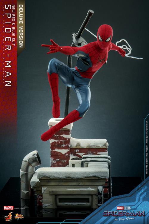 Spider-Man: No Way Home MMS680 Spider-Man (New Red and Blue Suit) Deluxe 1/6th Scale Collectible Figure Gallery Image 7