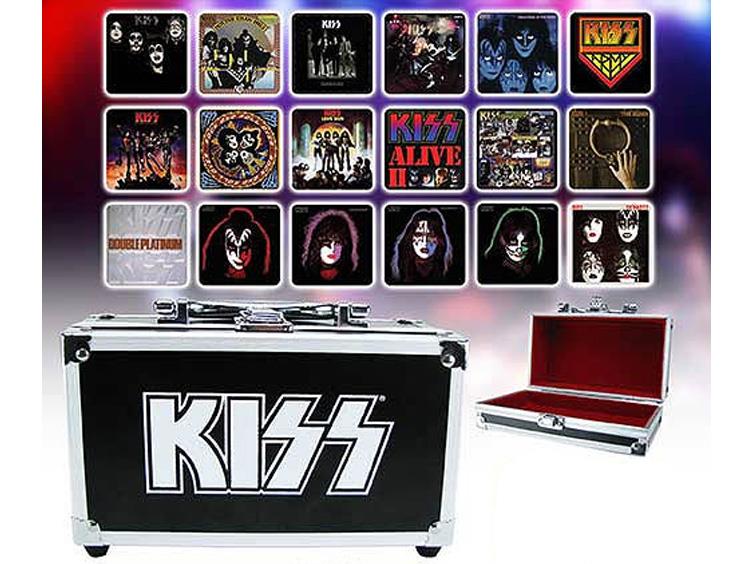 Kiss Album Cover Coaster Set in Miniature Guitar Case SDCC 2015 Exclusive Gallery Image 1