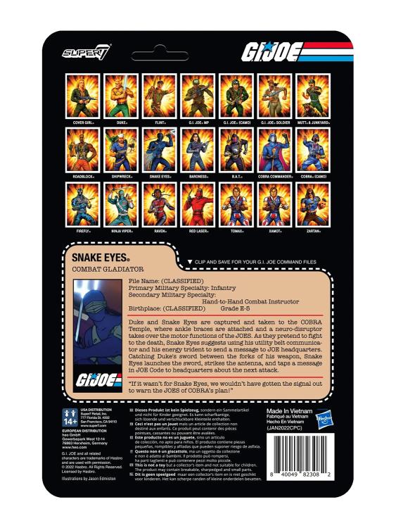 G.I. Joe ReAction Combat Gladiator Snake Eyes Figure Gallery Image 5