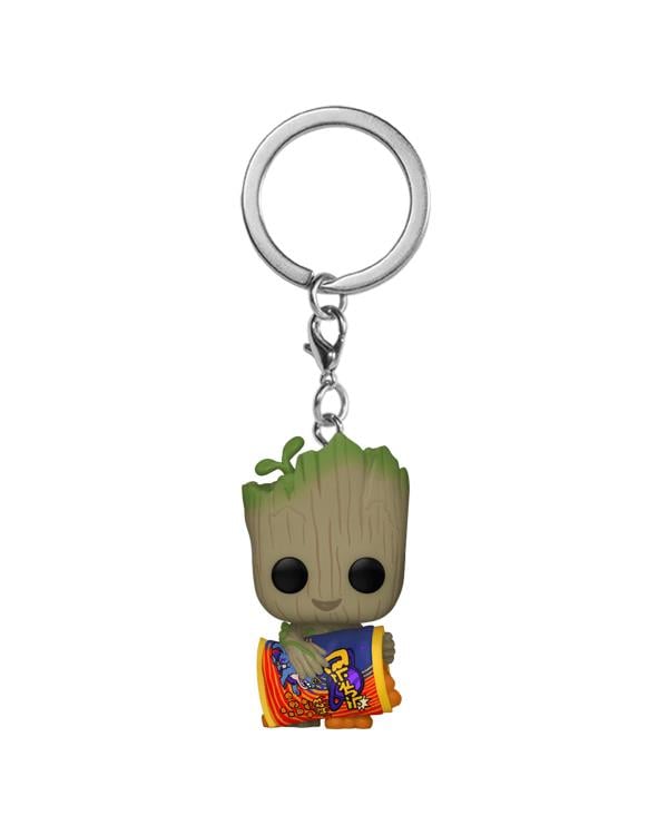 Pop! Keychain: I Am Groot - Groot with Cheese Puffs Gallery Image 3