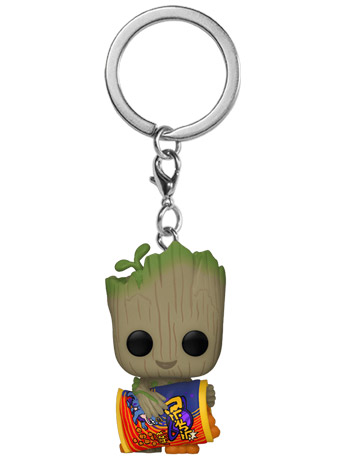Pop! Keychain: I Am Groot - Groot with Cheese Puffs Gallery Image 2