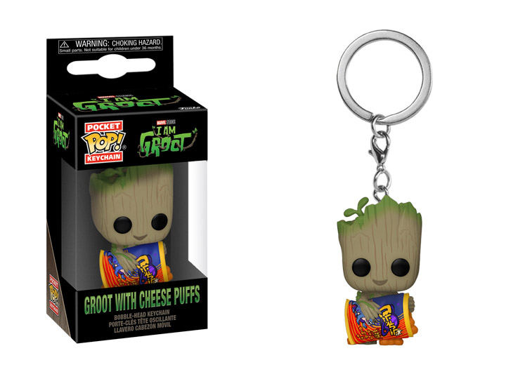 Pop! Keychain: I Am Groot - Groot with Cheese Puffs Gallery Image 1