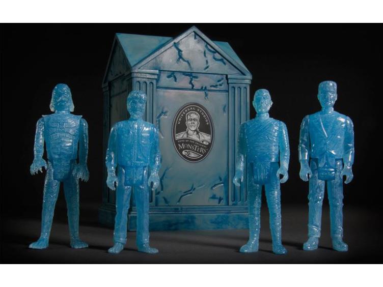 Universal Monsters ReAction Blue Glow Action Figure Set with Crypt SDCC 2015 Exclusive Gallery Image 1
