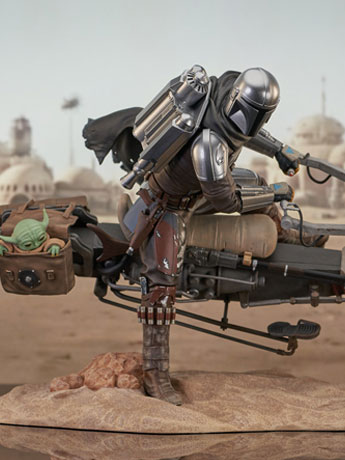 The Mandalorian Premier Collection Din Djarin with Speeder Bike 1/7 Scale Limited Edition Statue Gallery Image 2