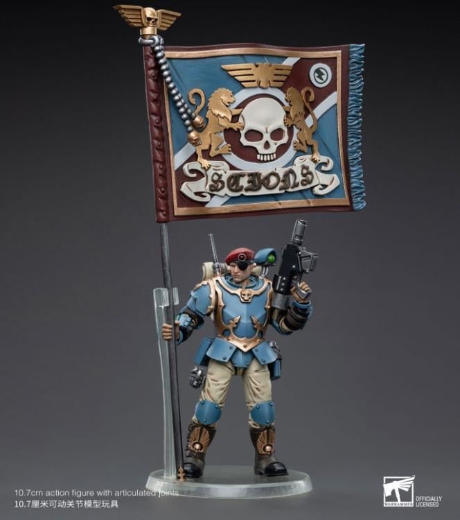 Warhammer 40k Astra Militarum Tempestus Scions Command Squad 55th Kappic Eagles Banner Bearer 1/18 Scale Figure Gallery Image 7