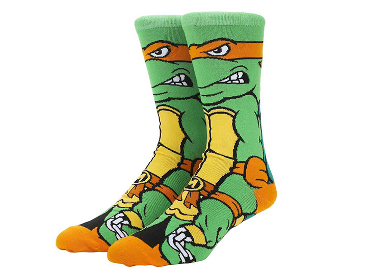 Teenage Mutant Ninja Turtles Michelangelo Animigos 360 Character Socks Gallery Image 1
