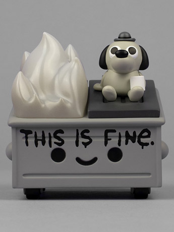 Lil Dumpster Fire This is Fine (Newsprint Edition) Limited Edition Vinyl Figure Gallery Image 2