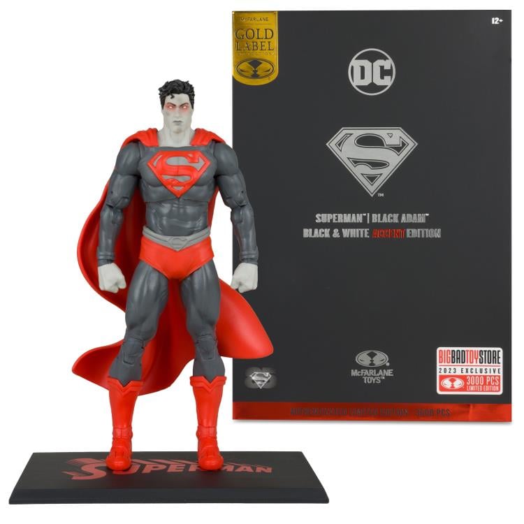 DC Comics Superman BBTS Exclusive Limited Black & White Accent Edition Figure Gallery Image 9