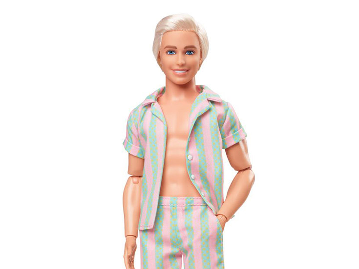 Barbie: The Movie Ken Doll (Pastel Striped Beach Outfit) Gallery Image 1