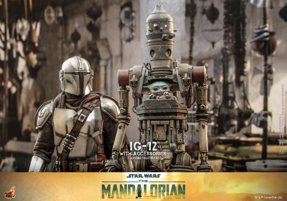 The Mandalorian TMS105 IG-12 and Grogu with Accessories 1/6th Scale Collectible Figure Set Gallery Image 6