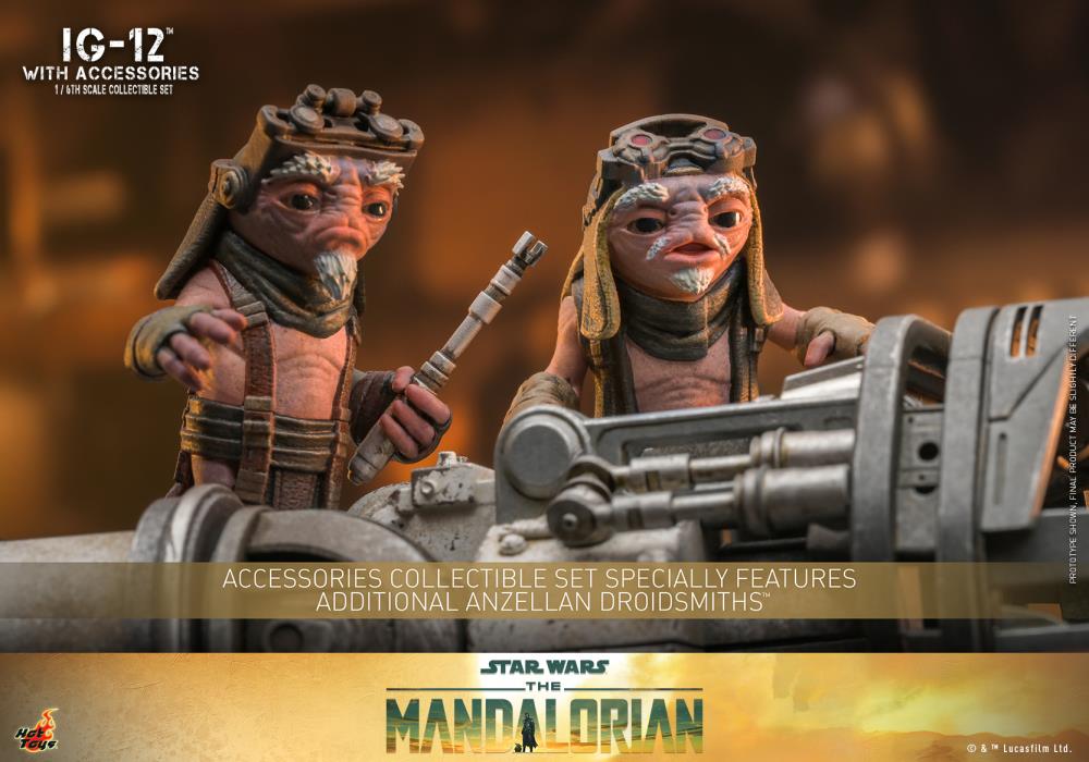 The Mandalorian TMS105 IG-12 and Grogu with Accessories 1/6th Scale Collectible Figure Set Gallery Image 8