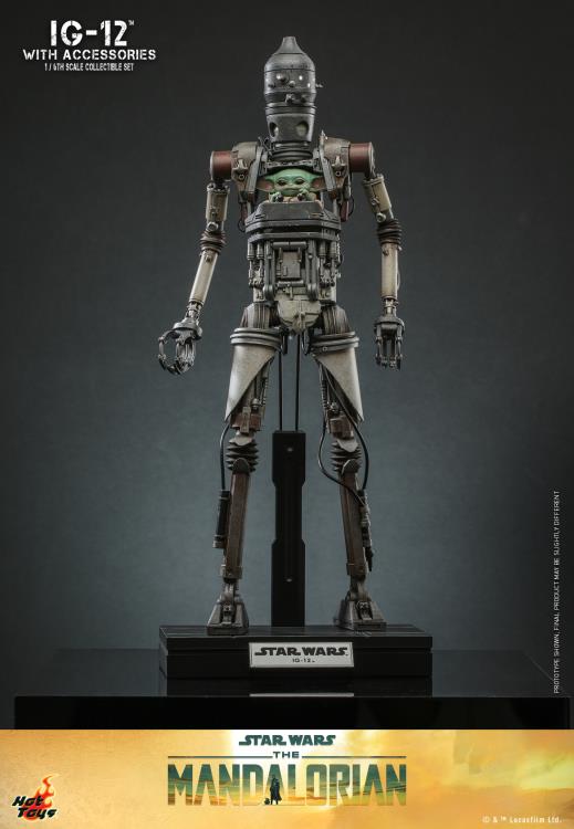The Mandalorian TMS105 IG-12 and Grogu with Accessories 1/6th Scale Collectible Figure Set Gallery Image 4