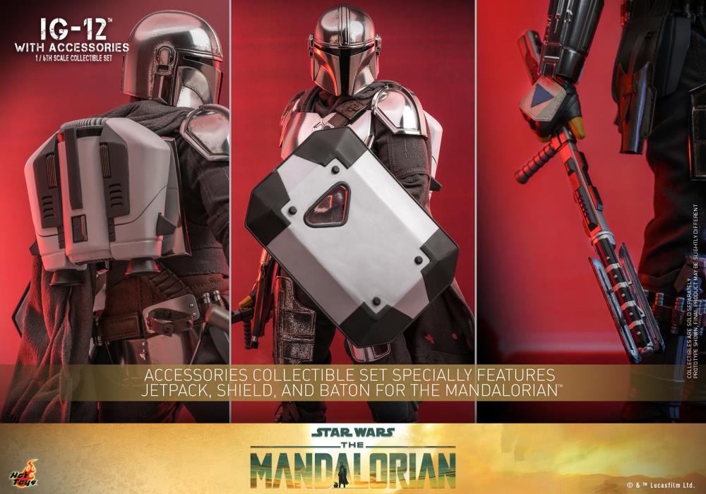 The Mandalorian TMS105 IG-12 and Grogu with Accessories 1/6th Scale Collectible Figure Set Gallery Image 11