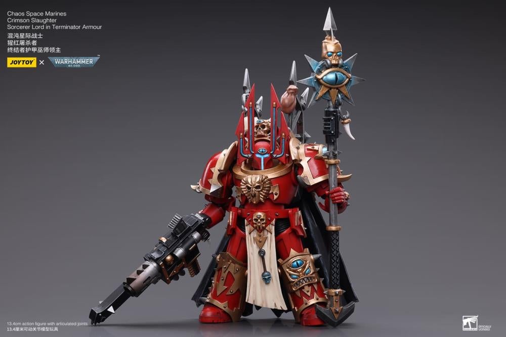 Warhammer 40k Chaos Space Marines Crimson Slaughter Sorcerer Lord in Terminator Armour 1/18 Scale Action Figure Gallery Image 7