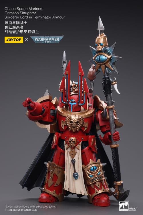 Warhammer 40k Chaos Space Marines Crimson Slaughter Sorcerer Lord in Terminator Armour 1/18 Scale Action Figure Gallery Image 4