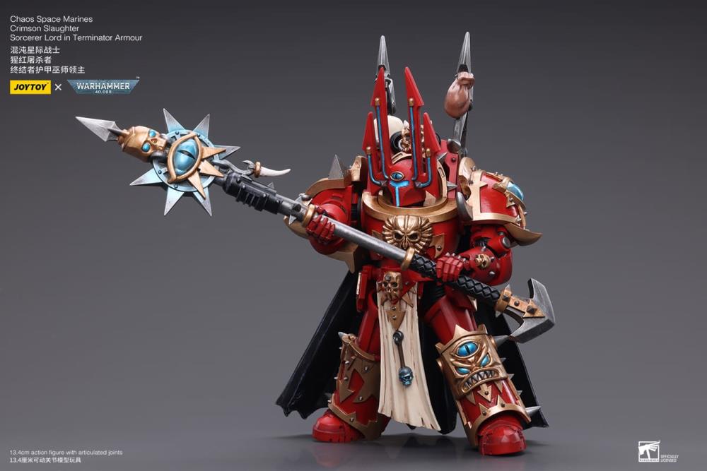 Warhammer 40k Chaos Space Marines Crimson Slaughter Sorcerer Lord in Terminator Armour 1/18 Scale Action Figure Gallery Image 8