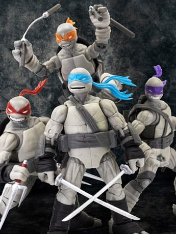 Teenage Mutant Ninja Turtles BST AXN (IDW Comic Black & White) SDCC 2023 Exclusive Figure Set Gallery Image 2