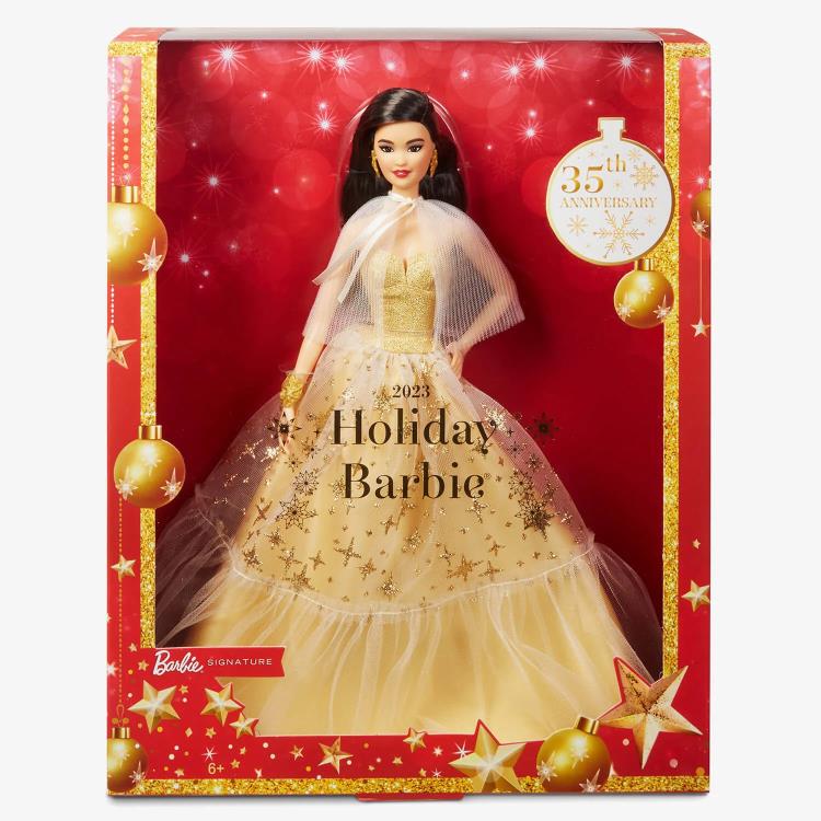 Barbie 2023 Holiday Barbie Doll (Straight Black Hair) Gallery Image 9
