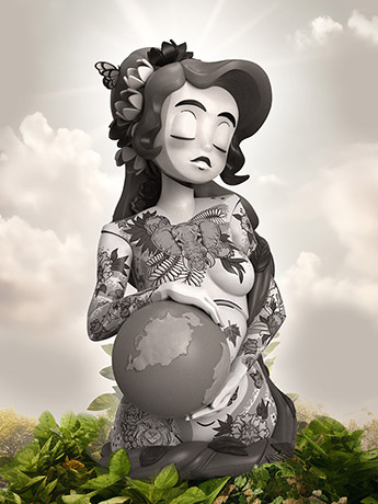 Inked Stories: Gaia (Mono Edition) ft. JPK Limited Edition Art Toy Gallery Image 2