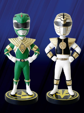 Mighty Morphin Power Rangers Green and White Ranger Bobbleheads SDCC 2023 Exclusive Set Gallery Image 2