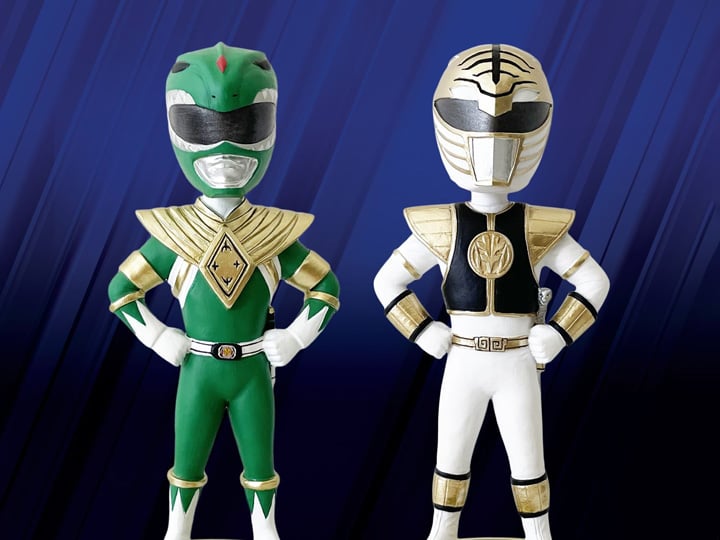 Mighty Morphin Power Rangers Green and White Ranger Bobbleheads SDCC 2023 Exclusive Set Gallery Image 1