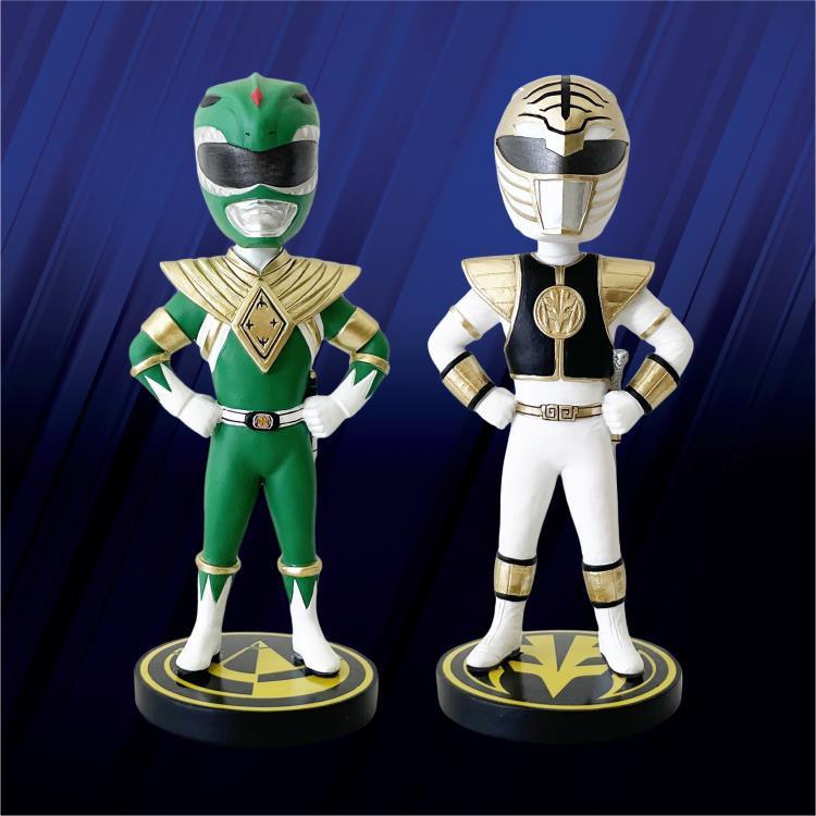 Mighty Morphin Power Rangers Green and White Ranger Bobbleheads SDCC 2023 Exclusive Set Gallery Image 3