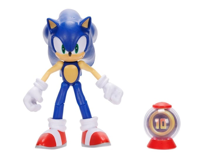 Sonic The Hedgehog Sonic with 10 Rings Powerup 4-Inch Scale Figure Gallery Image 1