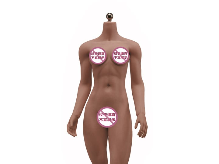 Super-Flexible Female Seamless 1/6 Scale Dark Brown Skin Medium Bust Body (S22B/Detachable Feet) Gallery Image 1