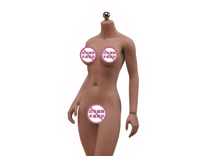 Super-Flexible Female Seamless 1/6 Scale Dark Brown Skin Medium Bust Body (S26B/Detachable Feet) Gallery Image 1
