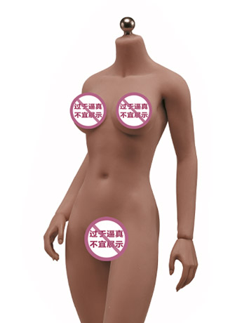 Super-Flexible Female Seamless 1/6 Scale Dark Brown Skin Medium Bust Body (S26B/Detachable Feet) Gallery Image 2