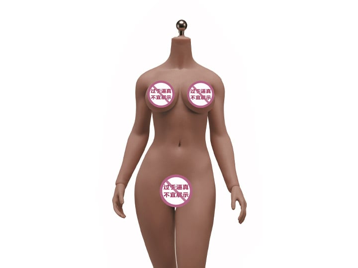 Super-Flexible Female Seamless 1/6 Scale Dark Brown Skin Large Bust Body (S42B/Attached Feet) Gallery Image 1