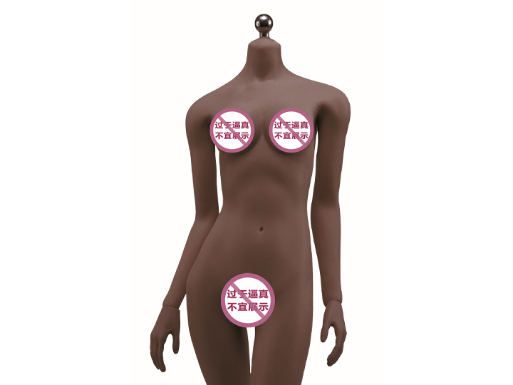 Super-Flexible Female Seamless 1/6 Scale Black Skin Medium Bust Body (S02B/Attached Feet) Gallery Image 1