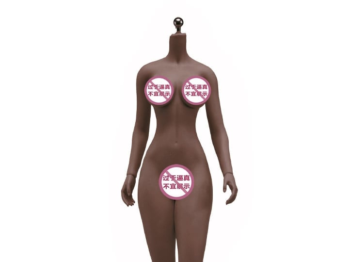 Super-Flexible Female Seamless 1/6 Scale Black Skin Large Bust Body (S50D/Attached Feet) Gallery Image 1