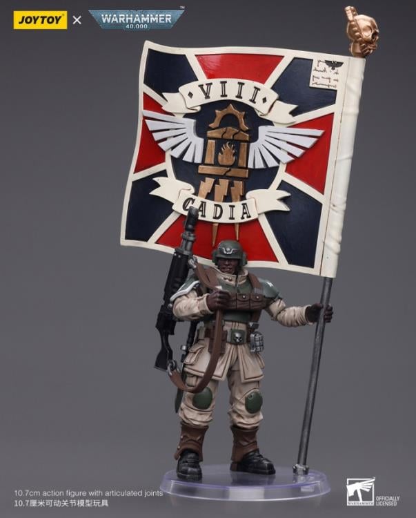 Warhammer 40k Astra Militarum Cadian Command Squad Veteran with Regimental Standard 1/18 Scale Action Figure Gallery Image 7