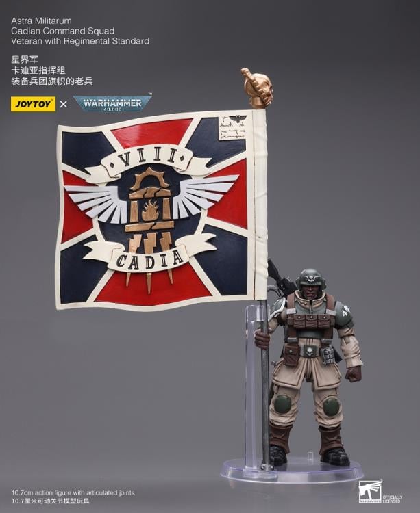 Warhammer 40k Astra Militarum Cadian Command Squad Veteran with Regimental Standard 1/18 Scale Action Figure Gallery Image 12