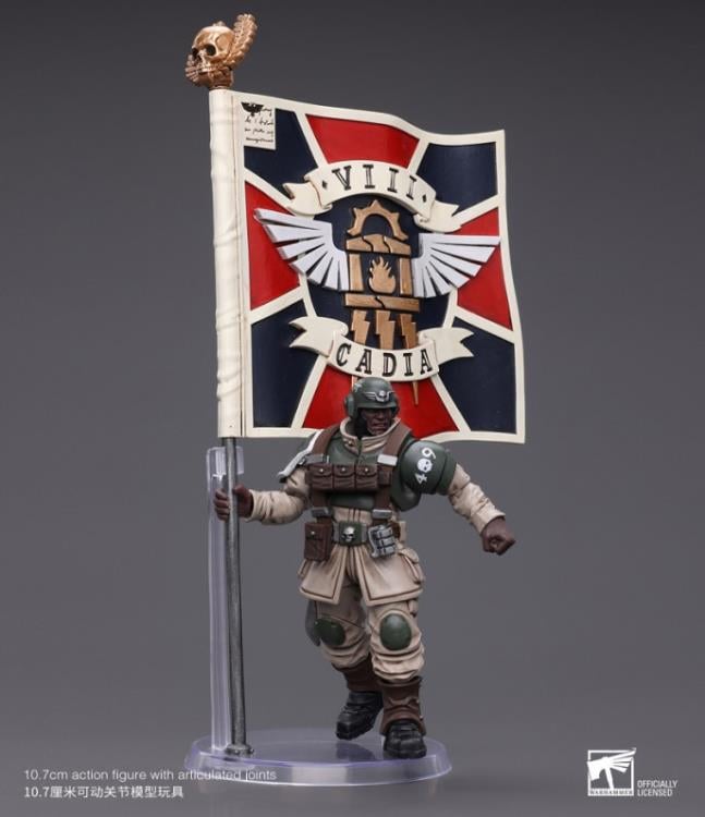 Warhammer 40k Astra Militarum Cadian Command Squad Veteran with Regimental Standard 1/18 Scale Action Figure Gallery Image 9