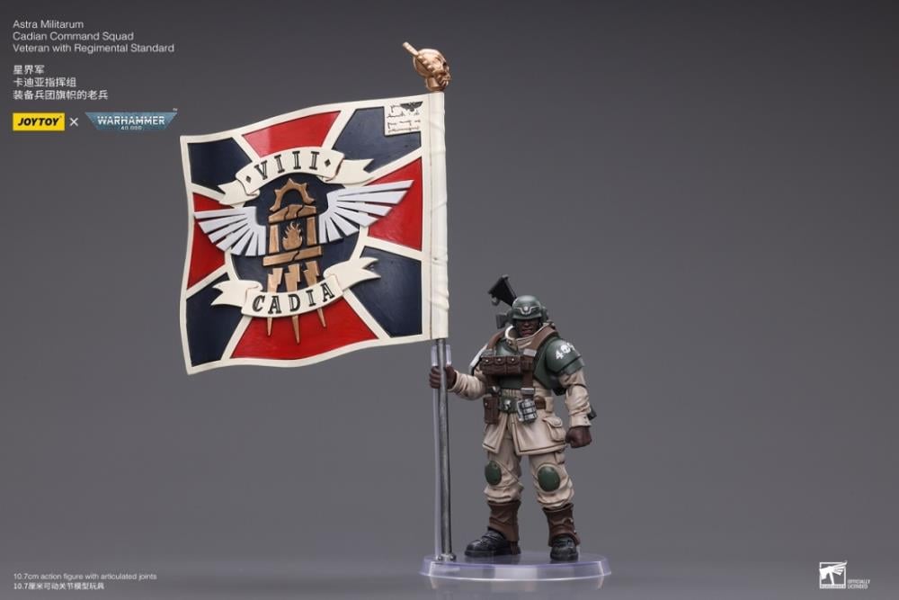 Warhammer 40k Astra Militarum Cadian Command Squad Veteran with Regimental Standard 1/18 Scale Action Figure Gallery Image 13