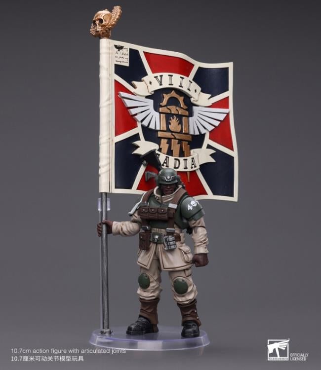 Warhammer 40k Astra Militarum Cadian Command Squad Veteran with Regimental Standard 1/18 Scale Action Figure Gallery Image 10