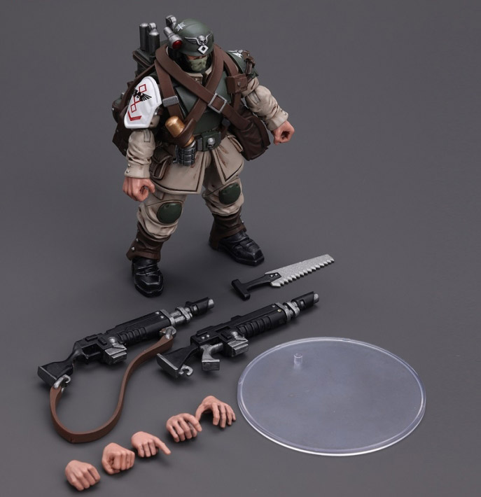 Warhammer 40k Astra Militarum Cadian Command Squad Veteran with Medi-pack 1/18 Scale Action Figure Gallery Image 10