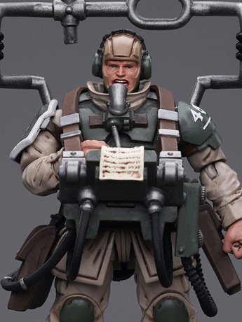 Warhammer 40k Astra Militarum Cadian Command Squad Veteran with Master Vox 1/18 Scale Action Figure Gallery Image 2