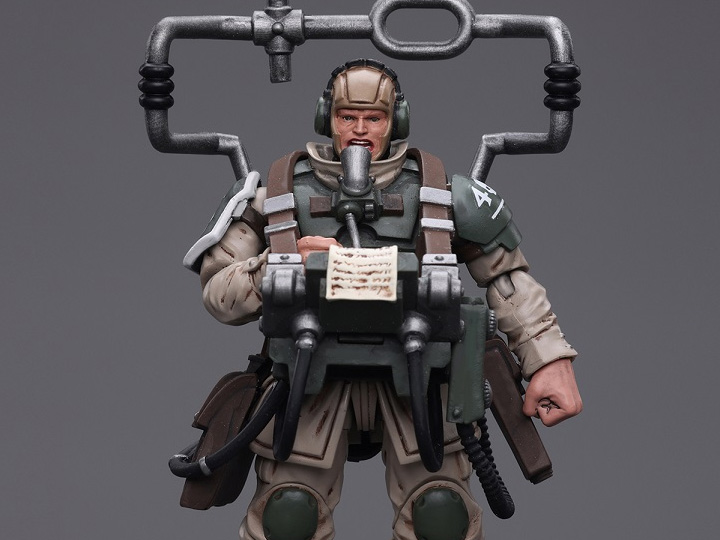 Warhammer 40k Astra Militarum Cadian Command Squad Veteran with Master Vox 1/18 Scale Action Figure Gallery Image 1
