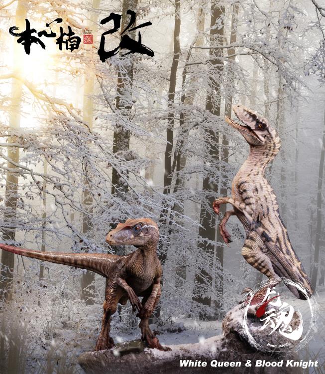 Jurassic Series Dragon Soul 2.0 Velociraptor (Blood Knight and White Queen Winter Ver.) 1/35 Scale Set of 2 Figures Gallery Image 4