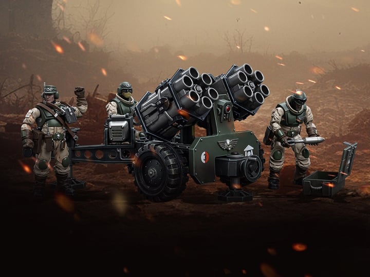 Warhammer 40K Astra Militarum Ordnance Team with Malleus Rocket Launcher 1/18 Scale Set Gallery Image 1