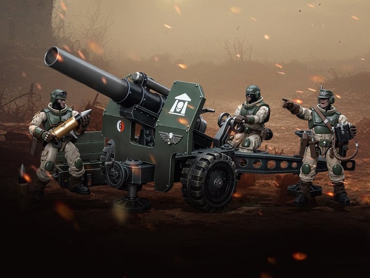 Warhammer 40K Astra Militarum Ordnance Team with Bombast Field Gun Artillery 1/18 Scale Set Gallery Image 1