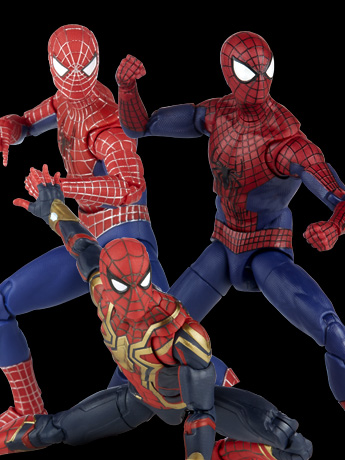 Spider-Man: No Way Home Marvel Legends Spider-Man (Multiverse Edition) Exclusive Action Figure Three-Pack Gallery Image 2
