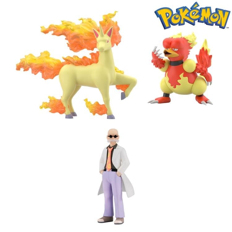 Pokemon Scale World Kanto Region Blaine, Rapidash, & Magmar Figure Set Gallery Image 3