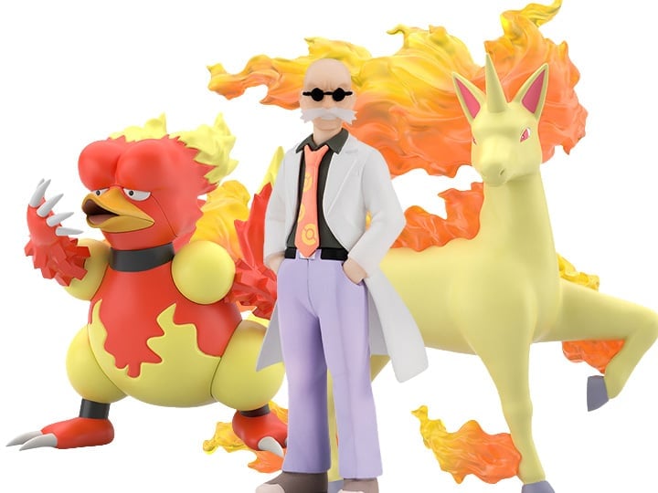 Pokemon Scale World Kanto Region Blaine, Rapidash, & Magmar Figure Set Gallery Image 1