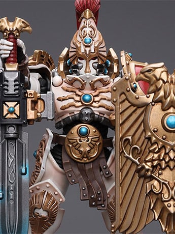 Warhammer 40K Adeptus Custodes Solar Watch Custodian Guard with Sentinel Blade and Praesidium Shield 1/18 Scale Action Figure Gallery Image 2