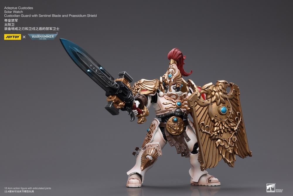 Warhammer 40K Adeptus Custodes Solar Watch Custodian Guard with Sentinel Blade and Praesidium Shield 1/18 Scale Action Figure Gallery Image 9